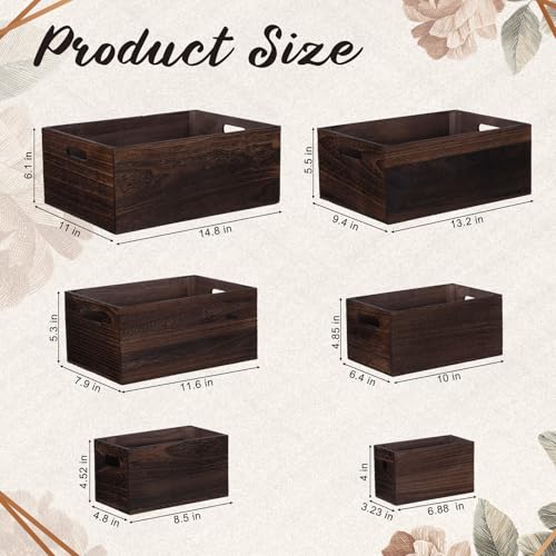 AceOrbit Set of 6 Rustic Wood Crates for Display Nesting Box, Dark Brown - color: Dark Brown