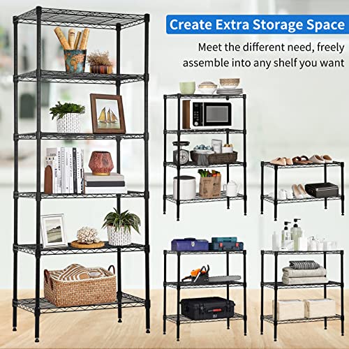 6 Tier Storage Shelves Rack, Adjustable Wire Shelving 23 x 13 x 59 - color: Black, size: 13"D x 23"W x 60"H