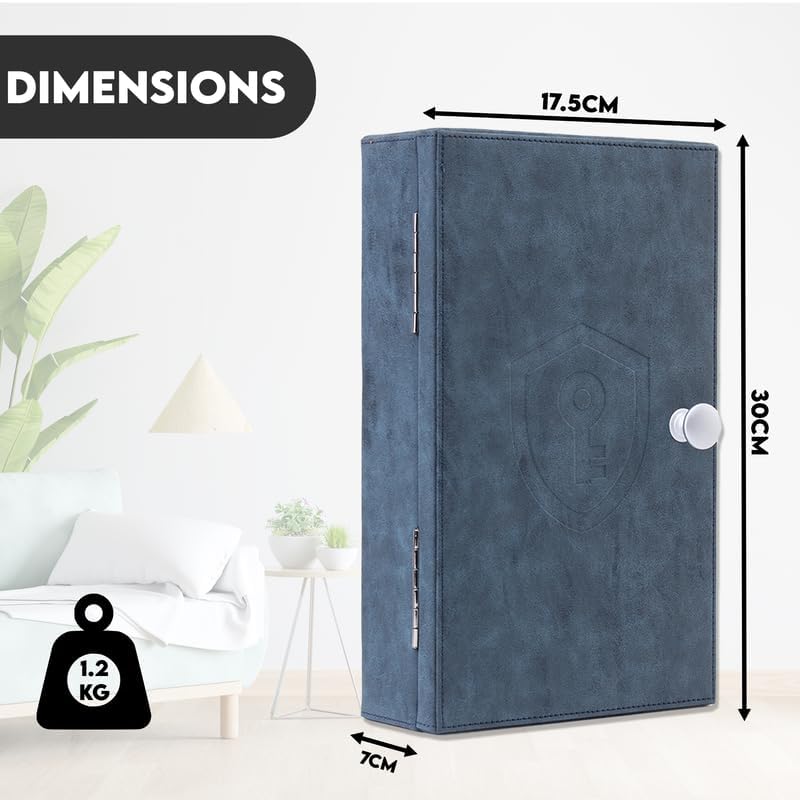 CKEYURE Premium XL PU Leather Faraday Box for Car Keys Wall Mount | Anti Theft Faraday Key Fob Protector | Faraday Cage | Car Key Holder | RFID Key Box | Key fob Signal Blocker - color: Blue