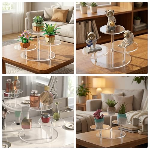 NiHome 3-Tier Acrylic Stand Risers for LEGO Botanical, Figurine Shelf Clear (Clear,4 PCS) - color: Clear,4 Pcs