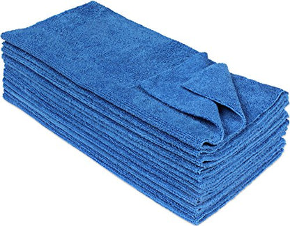 CleanAide Ultrasonic-Cut 300 GSM Microfiber Cleaning Towels, Lint-Free, Scratch-Free, Highly Absorbent, Durable & Reusable with Label-Free Edges for Auto, Home & Commercial Use, 14" x 14", 12-Pack, - color: Blue