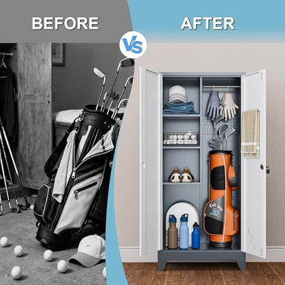 VASAAOSD Metal Golf Bag Storage Cabinet, Golf Storage Organizer for Garage