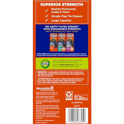Hefty Easy Flaps Multipurpose Large Trash Bags, 30 Gallon, 40 Count (Pack of 6) - size: 40 Count (Pack of 6)