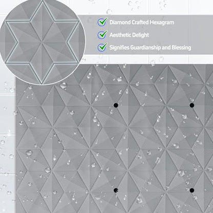 Non Slip Bathtub Mat for Bath Tub Shower - 241 Vacuum Suction Cups - color: Gray With Holes, size: 28" x 16" (Rectangular)