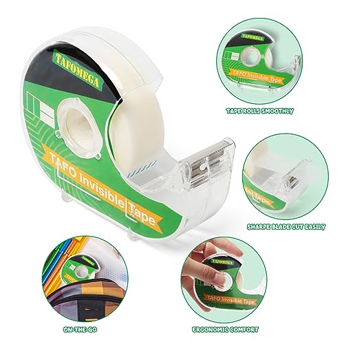 Invisible Clear Tape Bulk Rolls,12 Packs Gift Wrapping Tape with Dispenser - size: Invisible Tape, 12 Pack