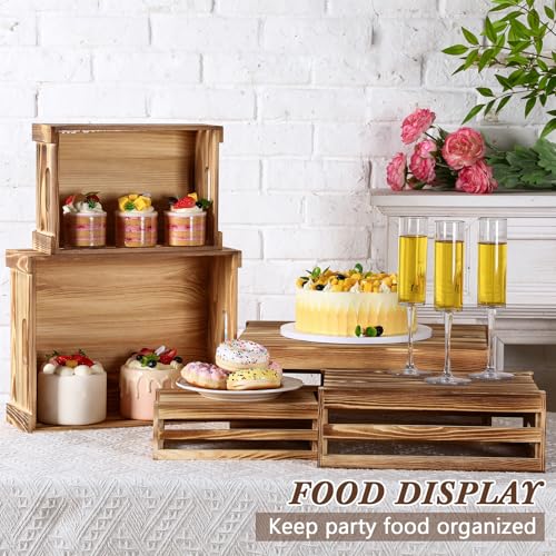 CroBlissful 5 Pack Wooden Crates for Display Nesting Crates, Natural - color: Natural