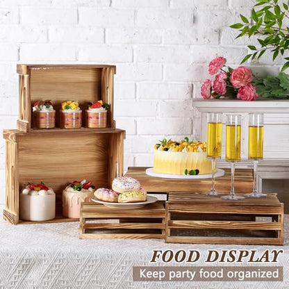 CroBlissful 5 Pack Wooden Crates for Display Nesting Crates, Natural - color: Natural
