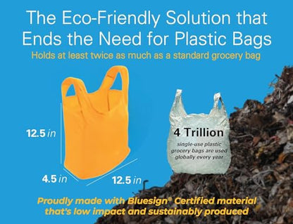 Reusable Grocery Bags, Foldable Shopping Bags in Pod, 5 Pack - color: Orange - 5 Bags