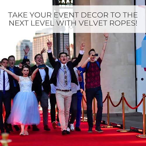 4 PCS Red Velvet Rope - 5 Ft Red Carpet Velvet Rope for Ceremonies Hanging Stanchion for Parties Crowd Queue Line for Safe Control - color: Red