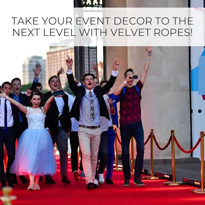 4 PCS Red Velvet Rope - 5 Ft Red Carpet Velvet Rope for Ceremonies Hanging Stanchion for Parties Crowd Queue Line for Safe Control - color: Red