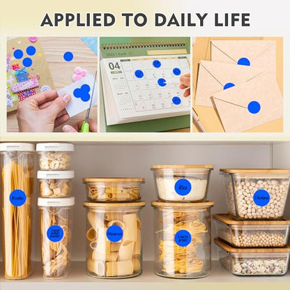 Color-Coded Dot Sticker 1 inch Permanent Adhesive Round Labels Blue 4 Rolls - color: Blue, size: 4 Rolls-4000PCS
