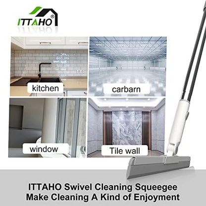 Floor Squeegee, Squeegee Broom for Floor with 62" Long Handle, Shower Squeegee for Tile Shower Walls,Garage, Deck, Bathroom, Glass,Window, Concrete Floor - size: 12"