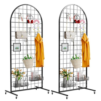VGMiu Grid Wall Panel 2' x 5.2' FT Metal Grid Display Stand 2PCS Black - color: 2 Black, size: 5.2 ft