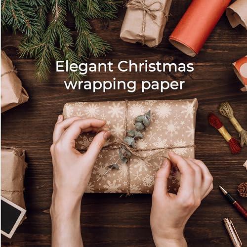 volila Brown Paper Roll 17.5 inch x 50 feet - Snowflakes Kraft Paper Roll for Gift Wrapping Flower Boquet Craft Supplies - Brown Wrapping Paper for Moving Packing Paper - color: Snowflakes