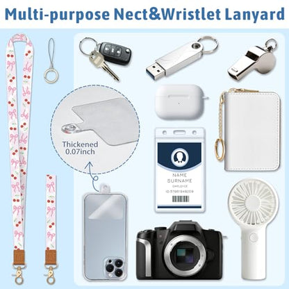 Piefly Cute Bow Lanyard Wallet with ID Badge Holder, Small RFID Keychain - color: Cute Bow