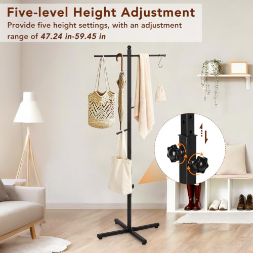 Flenpptly Adjustable Height Shopping Bag Rack, 48-60 Inch, Black