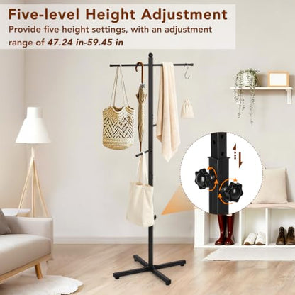 Flenpptly Adjustable Height Shopping Bag Rack, 48-60 Inch, Black