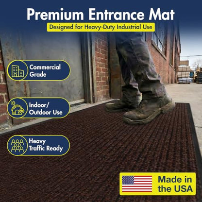 Notrax 109 Industrial Door Mat, 3' x 6' Brown, Made in the USA - color: Brown, size: 3' x 6' (Rectangular)