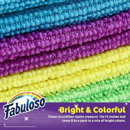 Fabuloso Microfiber Cleaning Cloths for Home & Car, 13x13, 8 Ct, 2-Pack - color: Rainbow, size: 8 Count (Pack of 2)