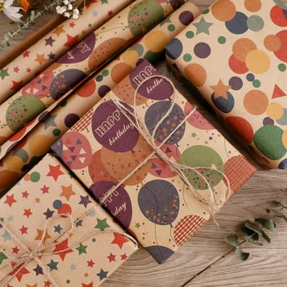 NESCCI Birthday Wrapping Paper,Gift Wrapping Paper Roll-17 inch X 32.8 Feet - color: Colorful-Birthday-H, size: 1 Roll (Pack of 1)