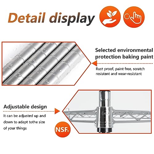 FDW | 5-Tier Wire Shelf | 24" x 14" x 59" | Chrome - color: Chrome, size: 24×14×59