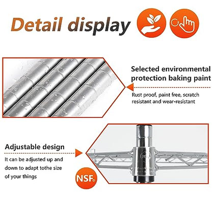 FDW | 5-Tier Wire Shelf | 24" x 14" x 59" | Chrome - color: Chrome, size: 24×14×59
