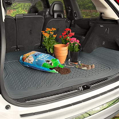 BDK Heavy Duty Rubber Cargo Mat Liner - All-Weather Trunk Protection, Trim-to-Fit Design for Cars, SUVs, Vans & Trucks - Non-Slip, Waterproof, Durable Cargo Floor Liner - 46" x 56.75" x 0.25" - Gray - color: Gray
