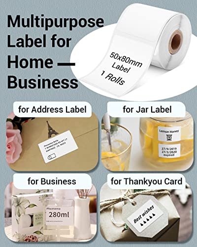 Phomemo Thermal Labels, 1.97"x3.15" Sticker for M110/M100/M220/M108, 90 PCS - color: White, size: 1.97"x3.15"