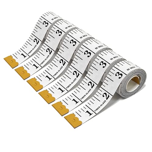 6 Pack Soft Measuring Tape for Body,Double Scale Fabric Craft Tape Measure Sewing Tailor Cloth Flexible Ruler for Weight Loss 60 inch/150cm,White - size: 6