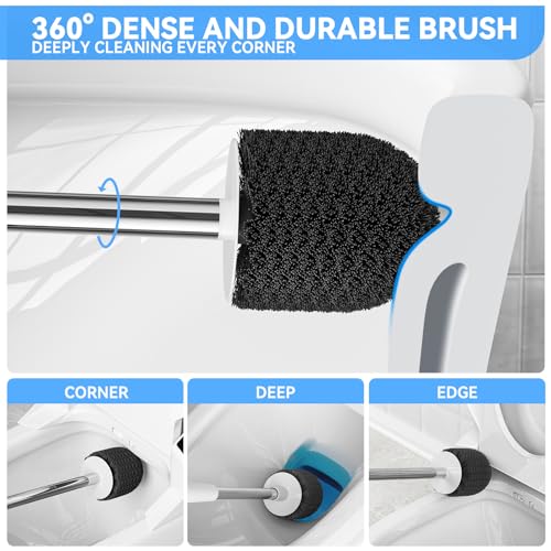 TRENTI Toilet Brush and Holder Set - Bristles Bowl Brush Head with Ventilated Holder, Wall Mounted Compact Set for Bathroom Deep Cleaning - color: White