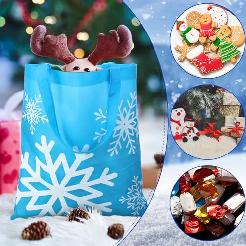 Hosuly 15 Pcs Snowflake Gift Bags 15x17 Winter Tote Reusable Handles - style: Snowflake