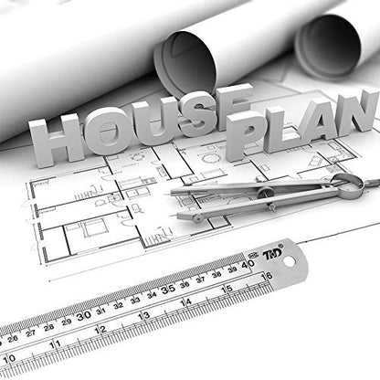 ZZTX Metal Ruler 16 Inches Stainless Steel 1 Pack