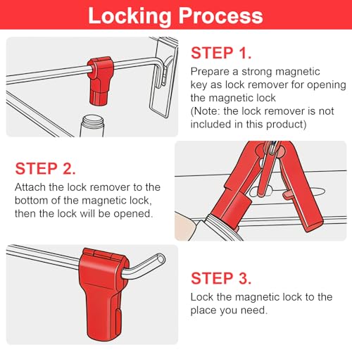 MAQUITA 150 Pcs Peg Hook Locks Stop Locks, 6mm Plastic Stop Locks Pegboard Locks Red for Retail Store (Red)