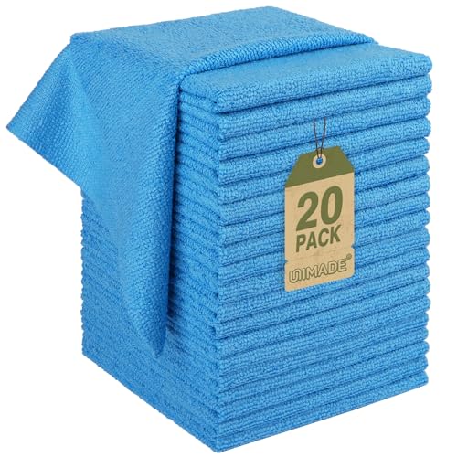 UNIMADE Microfiber Cleaning Cloth, 20 Pack Reusable Microfiber Towels - color: Blue, size: 20PK