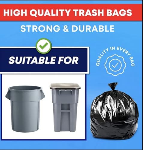 Heavy Duty 55 Gallon Trash Bags (100 Count) - Extra Large Black Commercial Garbage Bags, 2 Mil Thick Leak-Proof Liners for Kitchen, Restaurant, and Large Household Clean-Up