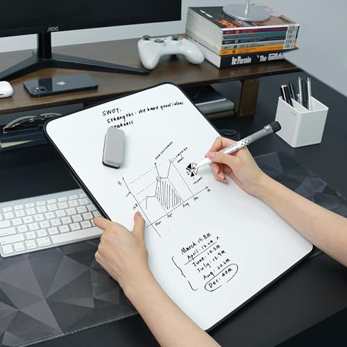 Double Sided Weekly Dry Erase Board with Stand 16"x12", to-do List White Board Calendar Dry Erase, Desktop Whiteboard Calendar, Schedule Board, Message Board, Menu Board for Home Office