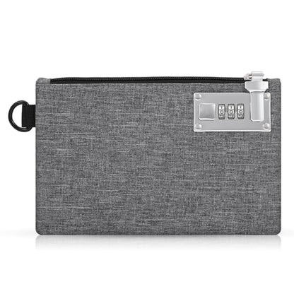 Lockable Money Bag, 5.3 x 8.3 Inches Cash Bag with Lock, Nylon Locking Bank Pouch Portable Travel Money Pouch, Jewelry, Passports, Medicine, Credit Cards - 1Pcs (Grey) - color: Grey