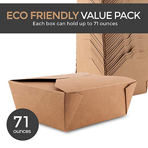 Stock Your Home Microwaveable Kraft Brown Take Out Boxes 71 oz (40 Pack) Leak and Grease Resistant Food Containers - Recyclable Lunch Box - to Go Containers for Restaurants, Catering and Parties - size: Forty Pack (71 Oz)