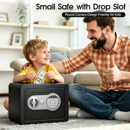 Small Safes for Home Small Safe Box Mini Safe with Coin Slot Personal Safes for Money Cash Documents Kids Safety Box with Digital Keyboard Caja Fuerte Para Dinero 0.23 Cubic (black) - color: black
