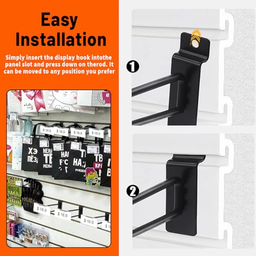 10inch Slatwall Hooks with Label Holder – 50 Pack, Black - size: 10inch-50pcs