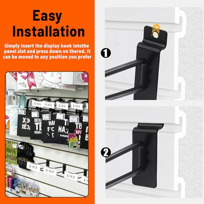 10inch Slatwall Hooks with Label Holder – 50 Pack, Black - size: 10inch-50pcs