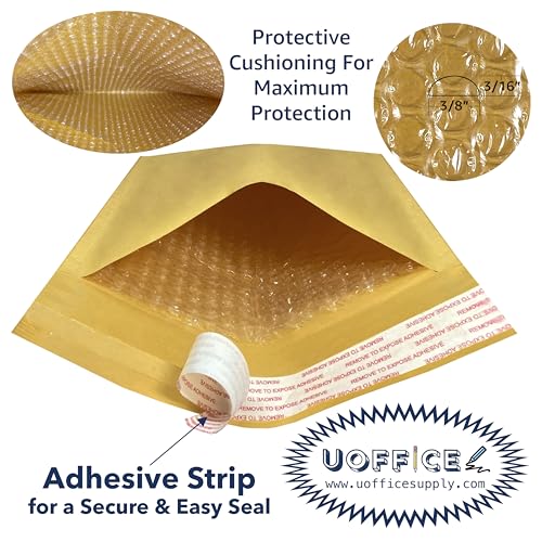 Kraft bubble mailers. Shipping and mailing envelopes pack- 100, #1-7.25" x 12" - size: #1 - 7.25" x 12"
