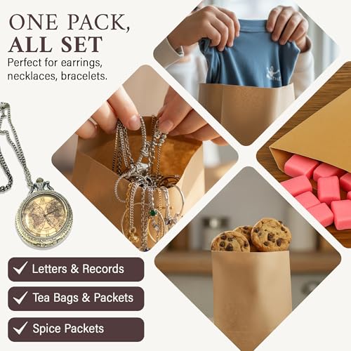 RJ Displays 100 Pack Brown Kraft Paper Merchandise Tote Bags | Small Paper Gift Shopping Bags Bulk for Magazines, Books, Party Favors, Retail Sales Tote Bags for Packaging 12" x 15" Inch (Brown) - size: 12" x 15"