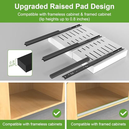 ANTOWIN 1-Pack Expandable Pull Out Cabinet Organizer 16.5"Deep(12.2"-20.5"W), 3 Full Extension Glides Slide Out Drawers, Roll Out Shelves Adhesive Raising Pad,Compatible Framed Cabinets,90lb Cap,White - size: 16.5"D x 12.2"-20.5"W(1Pack) White