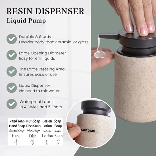 Clasin Home Liquid Soap Dispenser with Easy-to-Press Pump, 10 oz Refillable Hand Soap Dispenser with Extended Spout for Bathroom Kitchen Dish Lotion, Modern Stone Texture (Beige) - color: Beige