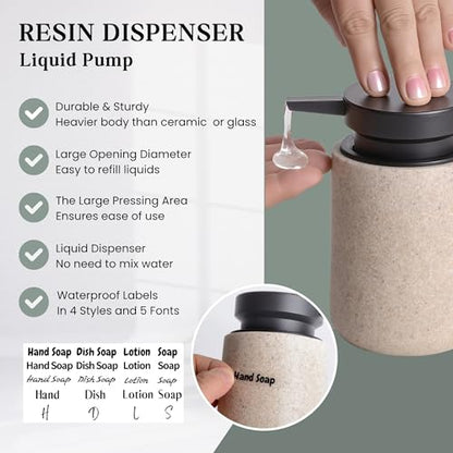 Clasin Home Liquid Soap Dispenser with Easy-to-Press Pump, 10 oz Refillable Hand Soap Dispenser with Extended Spout for Bathroom Kitchen Dish Lotion, Modern Stone Texture (Beige) - color: Beige