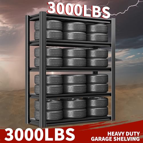 Garage Shelving Units and Storage,60"X28"X12"Inches Deep Heavy Duty Metal Shelves Adjustable,2000lbs Garage Storage Shelves,Sturdy Steel Utility Rack Industrial Tool Shelf for Basement Shop - size: 60"*28"*12"