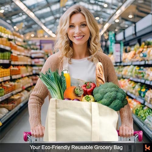 5|6|12|24 Pack Cotton Canvas Tote Bags, Reusable Shopping Grocery Bag, 16”x15” Blank Bulk Cloth Bags for DIY & Promo - color: Navy