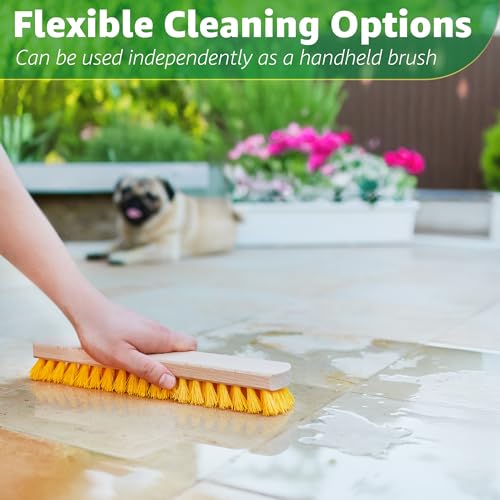 Deck Scrub Brush Head 11.81" - Deck Brush for Scrubbing Heavy Duty, Scrub Broom Head with Hard Nylon Bristles, Concrete Brush, Outdoor Stiff Bristle Brush for Cleaning Wooden Deck, Floor, Garage - size: 11.81"