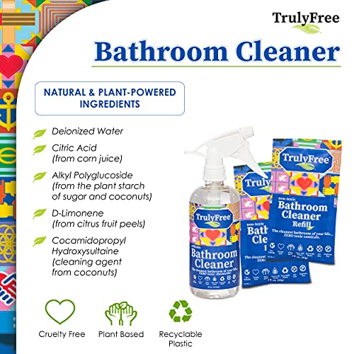 Truly Free Bathroom Cleaner Spray Kit - 16oz + 2 Fills, 3oz ea.